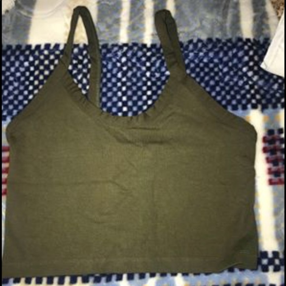 Khaki green Bodycon cropped top - Picture 1 of 2